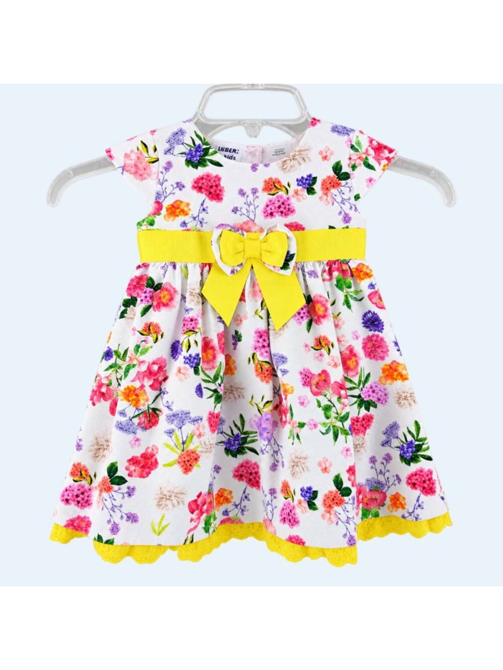 Blueberi Boulevard Dress Baby Girls 18M Floral Yellow Easter Spring Short Sleeve